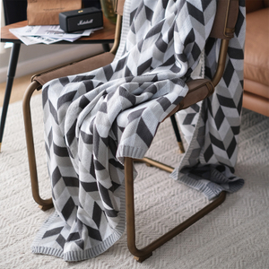 Personalisierte, moderne, geometrische, grob gestrickte Intarsien-Wurfsdecken