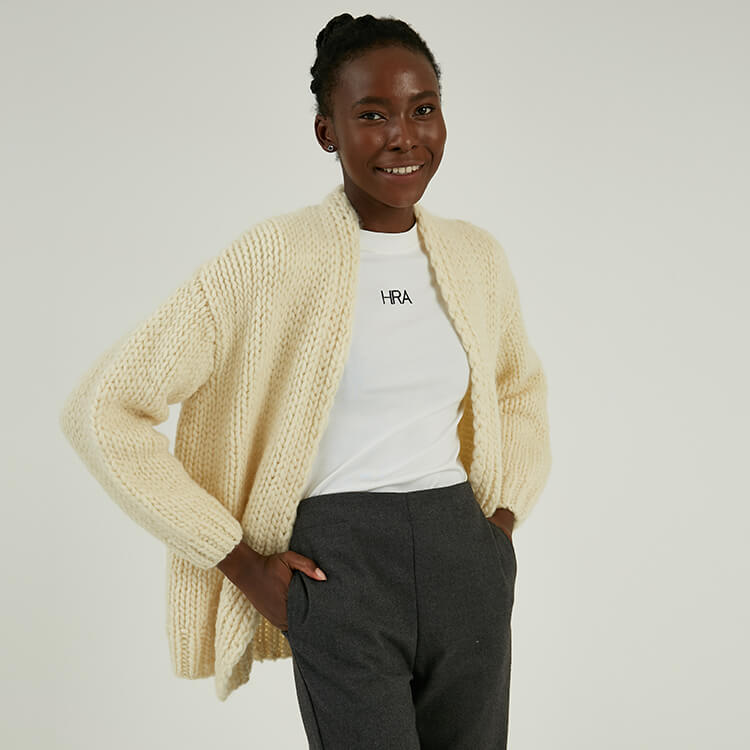 Benutzerdefinierte Winter 100 % Baumwolle schwere Strickjacke Strickjacke Mantel für Frauen