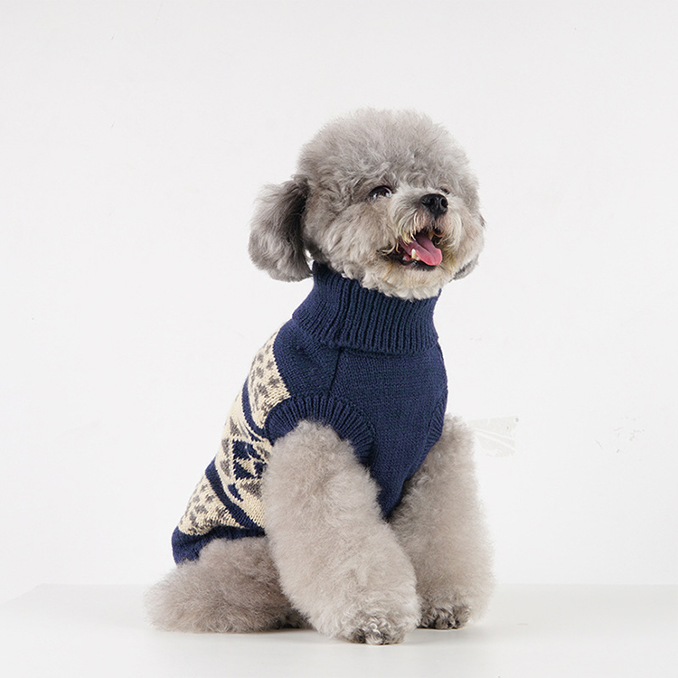 Personalisierte Puppier Dog Xmas gestrickter Jacquard-Pullover-Mantel-Rollkragen-hässlicher Weihnachtspullover 
