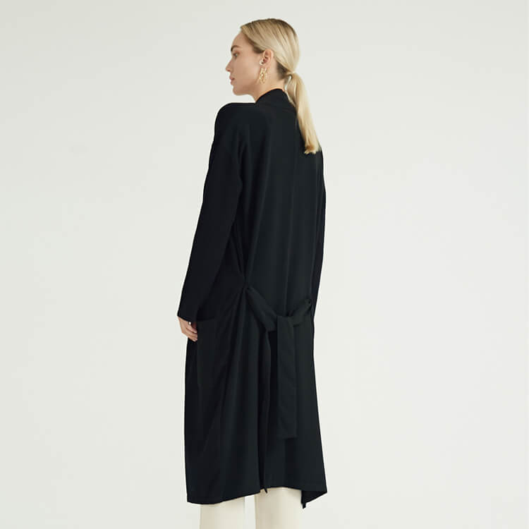 Fashion Black Casual Long Womens Coat Strickmaschine Strickjacke