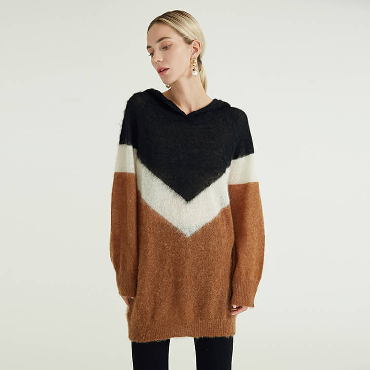 Neuer Stil mit Kapuze, klassischer Strick-Winter-Wollpullover für Frauen
