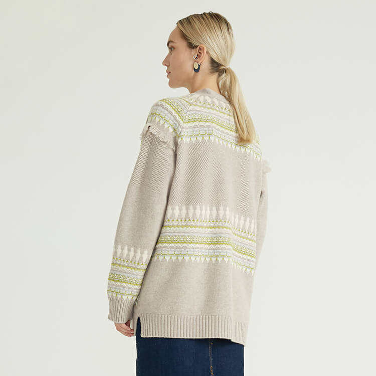 Herbst-Winter-Art- und Weiselange Hülsen-Tasche gestrickte reine Strickjacke-beiläufige Frauen 100% Kaschmir-Pullover
