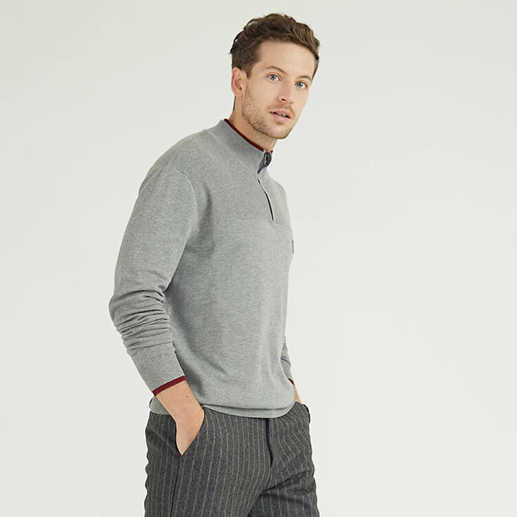 1/4-Reißverschluss Klassischer Herren-Pullover